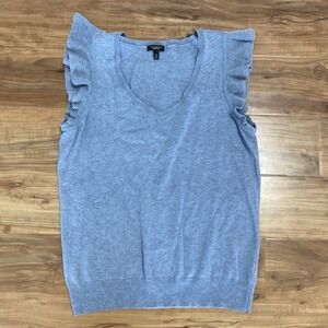 Talbots Light Blue V-Neck Ruffle Sleeve Tank